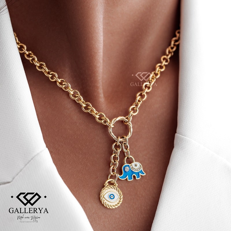 گردنبند طلا طرح راشیل فیل