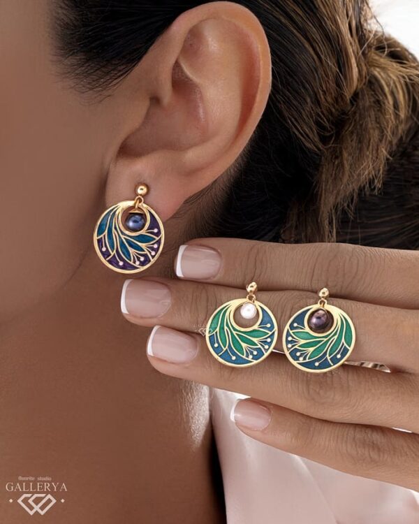 گوشواره طرح مروارید و مینا-min