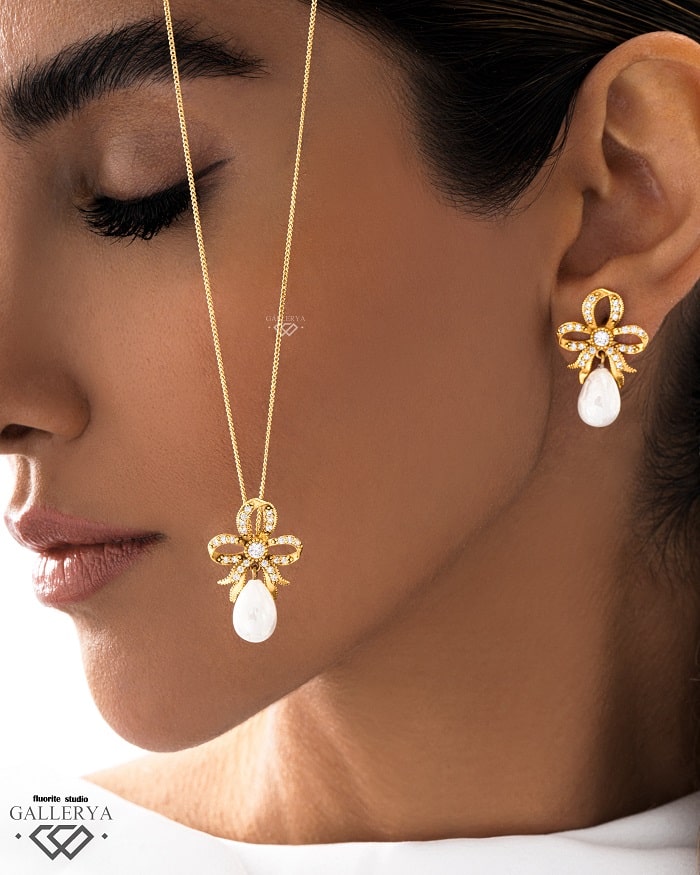 نیمست پاپیون طلا با مروارید