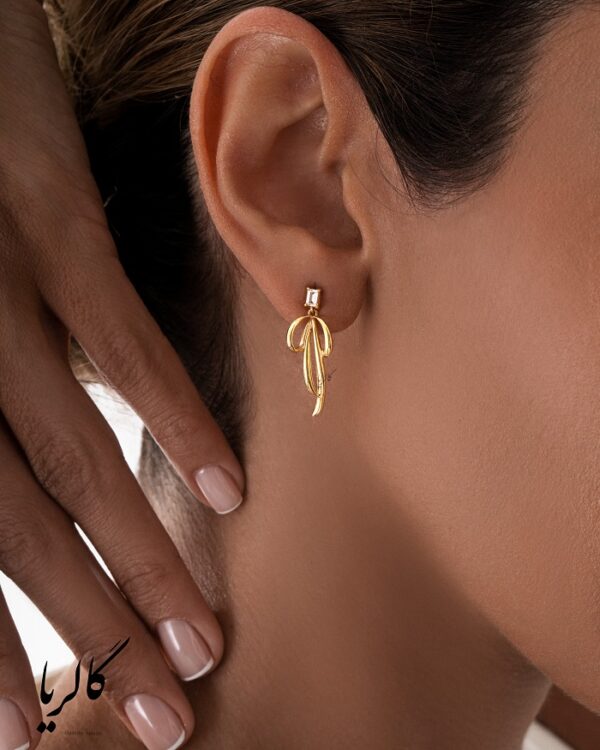 گوشواره طلا طرح پاپیون واژگون - Image 2